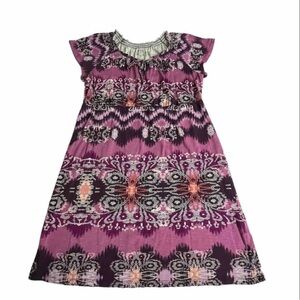 Sonoma Purple Boho Batik Print Festival Hippie Dress Size L
